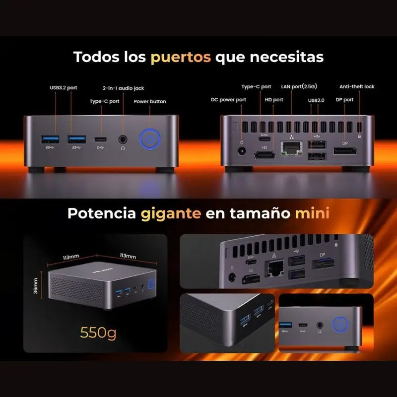 Mini PC Gaming Peladn WO7 AMD Ryzen 7 7735U 32GB DDR5 1TB SSD Radeon 680M Win 11 Pro